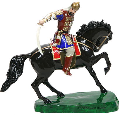 Статуэтка Татарский воин на коне, цвет, ручная роспись