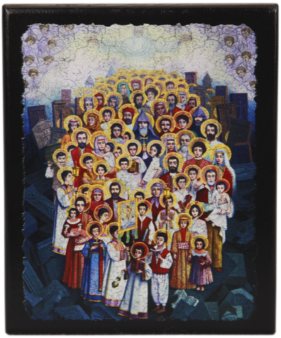 Икона "Святые мученики" на деревянной основе, 12 х 10