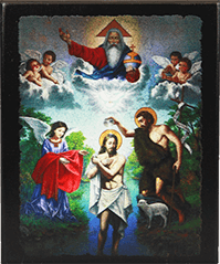 Икона "Крещение Иисуса Христа"  на деревянной основе, 12 х 10