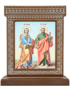 Икона-хачкар "Святые Апостолы Петр и Павел" в резной рамке, 20 х 17