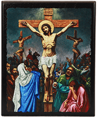 Икона "Распятие Иисуса Христа" на деревянной основе, 12 х 10