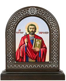 Икона-хачкар "Святой Григор Нарекаци" в резной рамке, 19 х 17