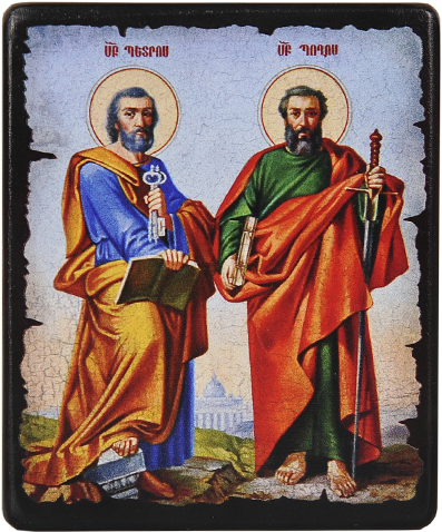 Икона "Святые Апостолы Петр и Павел" на деревянной основе, 12 х 10