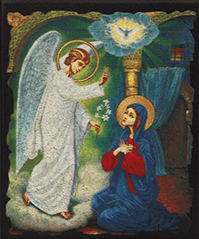 Икона "Благовещение Пресвятой Богородицы"  на деревянной основе, 12 х 10