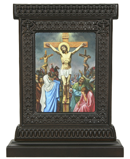 Икона-хачкар "Распятие Иисуса Христа" в резной рамке, 23 х 17