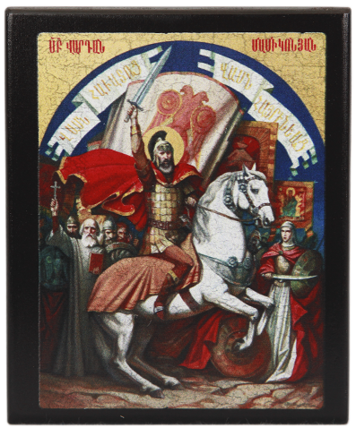 Икона "Святой Вардан Мамиконян"  на деревянной основе, 12 х 10