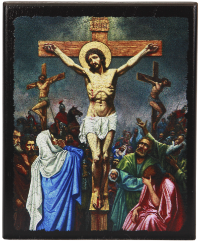 Икона "Распятие Иисуса Христа" на деревянной основе, 12 х 10