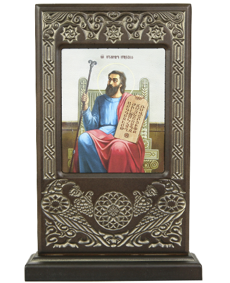 Икона-хачкар "Святой Месроп Маштоц" в резной рамке, 27 х 17