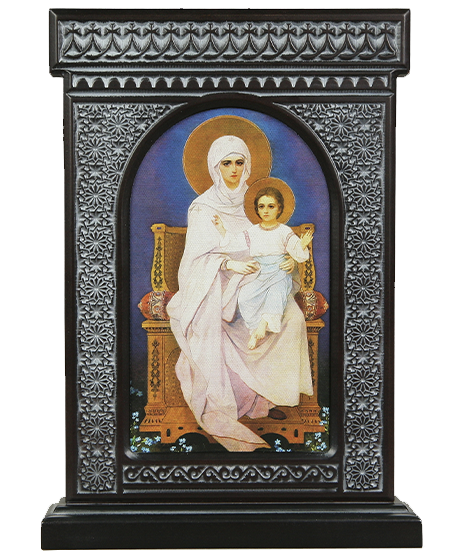 Икона-хачкар "Святая Дева Мария с младенцем" в резной рамке, 29,5 х 20,5