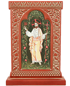 Икона-хачкар "Иисус Христос" в резной рамке, 26 х 17