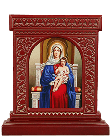Икона-хачкар "Святая Дева Мария с младенцем" в резной рамке, 20 х 18