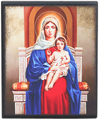 Икона "Святая Дева Мария с младенцем" на деревянной основе, 12 х 10