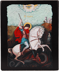 Икона "Святой Георгий Победоносец" на деревянной основе, 12 х 10
