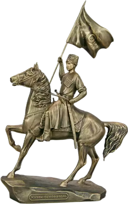 Статуэтка Казак - основатель на коне со знаменем