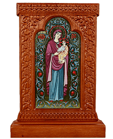 Икона-хачкар "Святая Дева Мария с младенцем" в резной рамке, 26 х 18,5