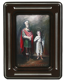 Икона "Военачальник Святой Саркис и Святой Мартирос" в резной рамке, 20 х 15