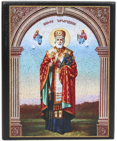 Икона "Святой Николай Чудотворец" на деревянной основе, 12 х 10