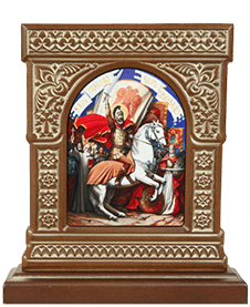 Икона-хачкар "Святой Вардан Мамиконян" в резной рамке, 20,5 х 18