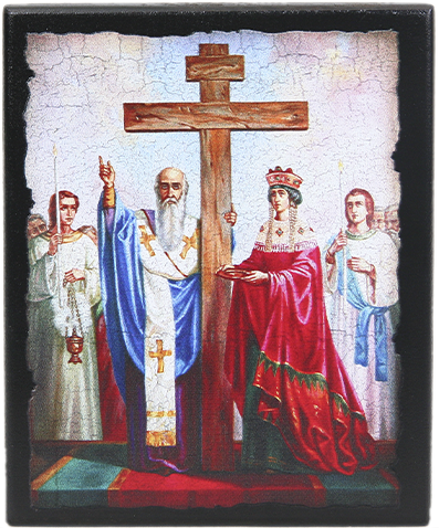 Икона "Воздвижение честного и животворящего креста господня" на деревянной основе, 12 х 10