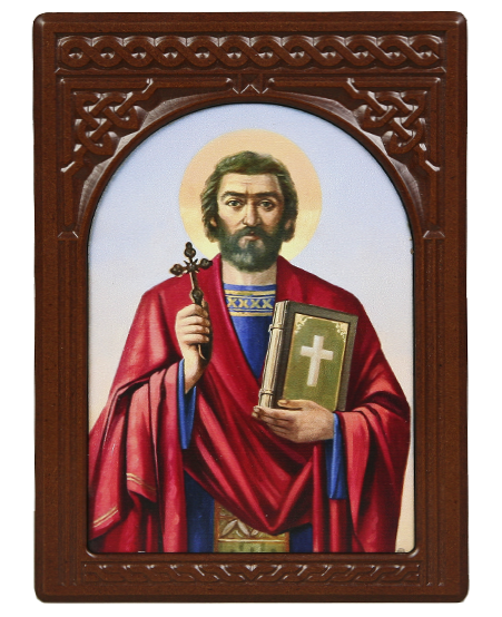 Икона-хачкар "Святой Григор Нарекаци" в резной рамке, 21 х 15