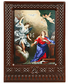 Икона-хачкар "Благовещение Пресвятой Богородицы" в резной рамке, 20 х 15