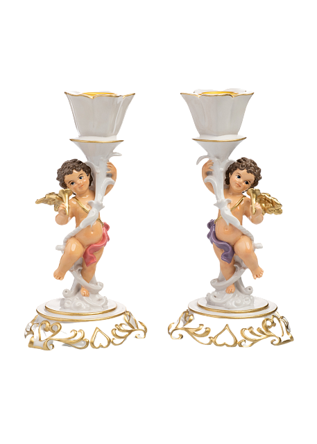 Подсвечник с ангелочком (ручная роспись)