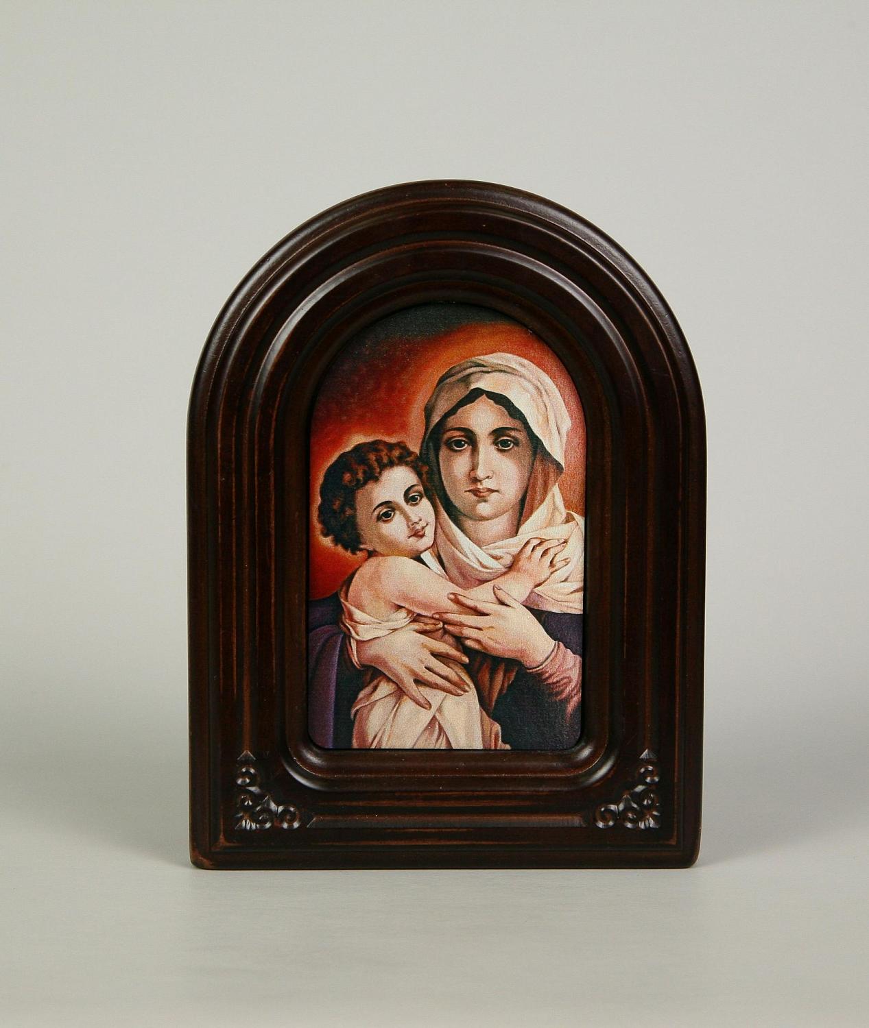 Икона "Святая Дева Мария с младенцем" в резной рамке, 20 х 15