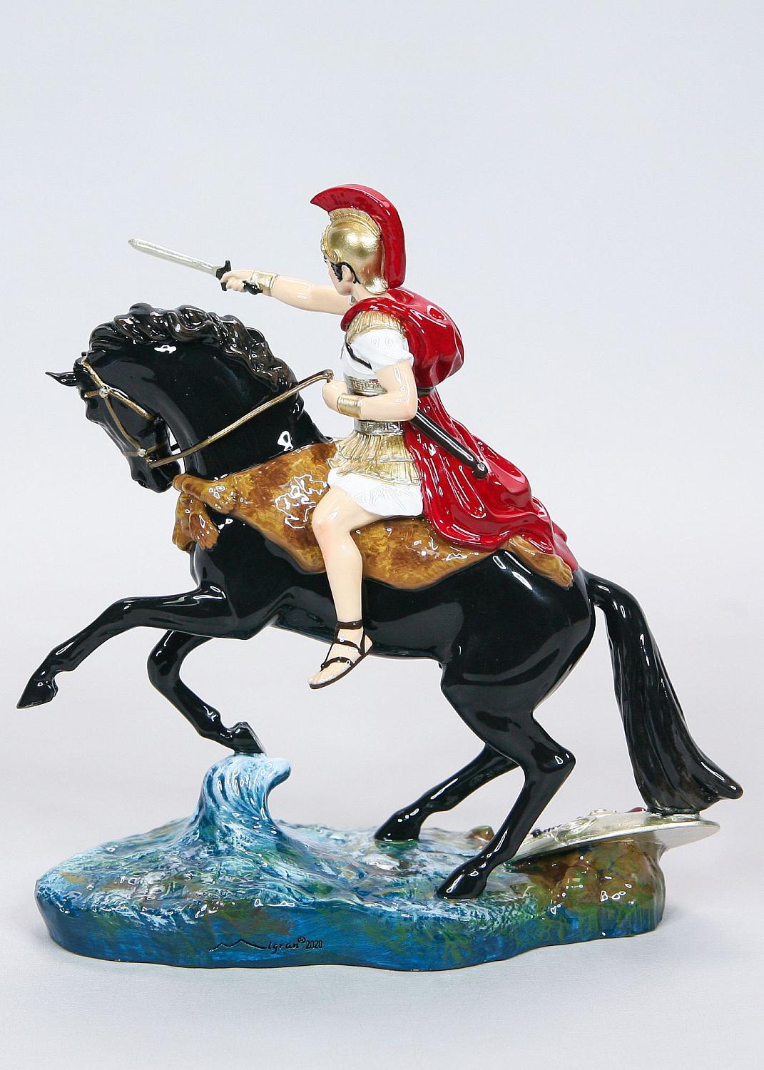 Статуэтка Царь Александр Македонский на коне, ручная  роспись