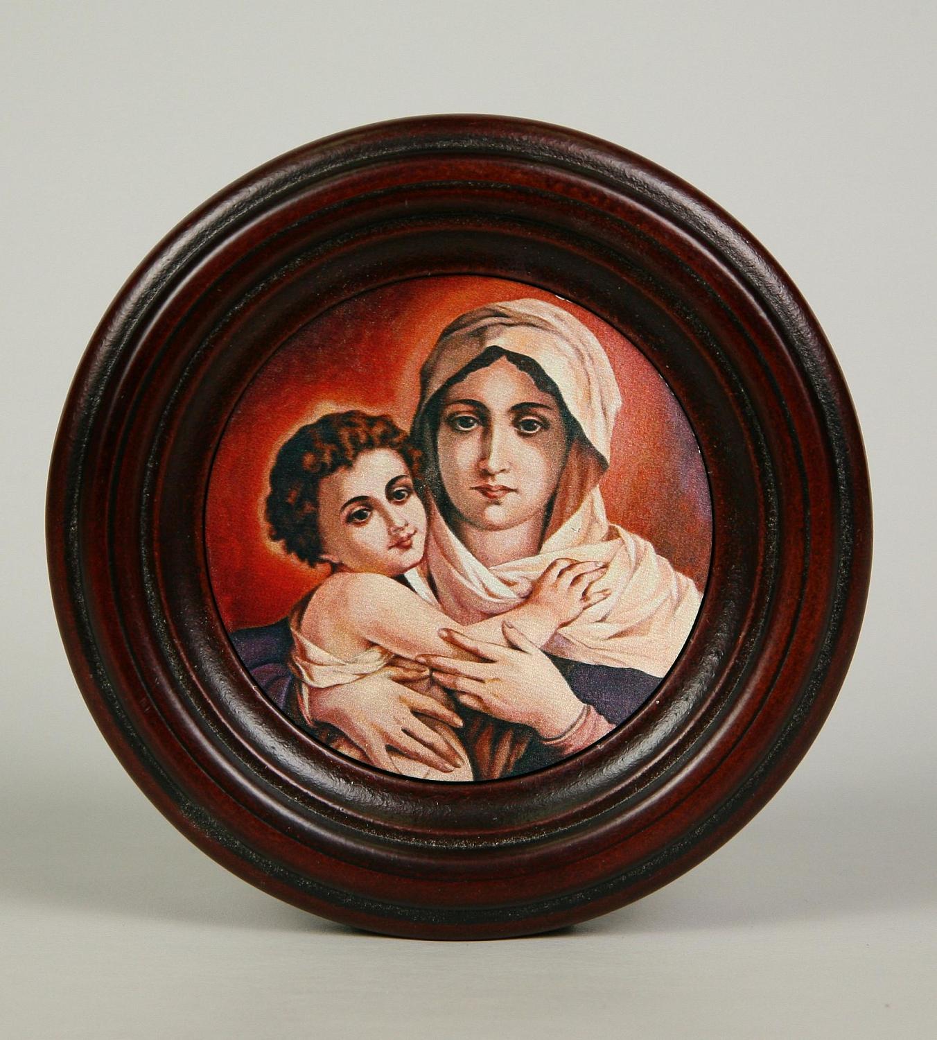 Икона "Святая Дева Мария с младенцем" в резной рамке, 15 х 15