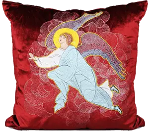 Подушка с вышивкой "Ангел" (красная)