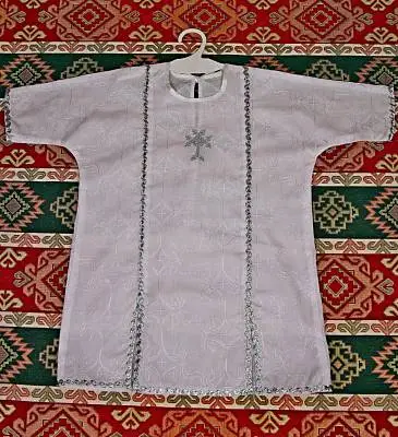 Крестильная рубашка армянская, муж., с серебряным крестом
