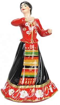Статуэтка Казачка в танце красная малая (ручная роспись)