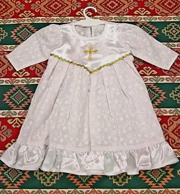 Крестильное платье жен., (с золотой вышивкой крестик)