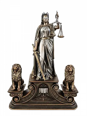 Статуэтка Фемида на постаменте со львами (цвет Вернисаж)