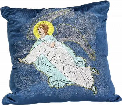 Подушка с вышивкой "Ангел" (голубая)