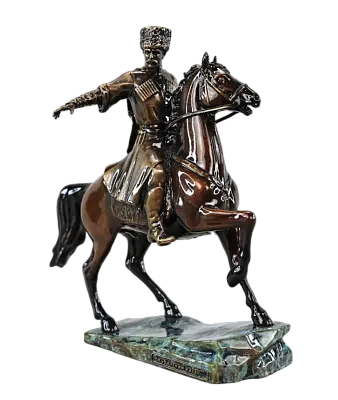 Статуэтка Кубанский казак на коне (цвет Вернисаж), Бронза