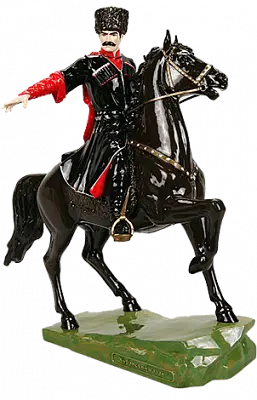 Статуэтка Кубанский казак  на коне (ручная роспись)